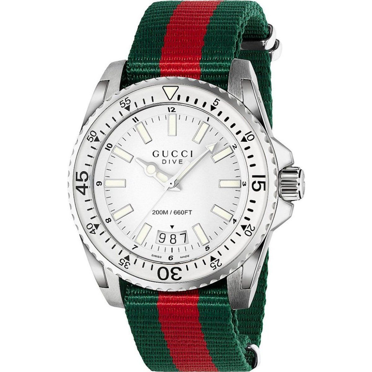 Taucheruhr mit weißem Zifferblatt aus Edelstahl