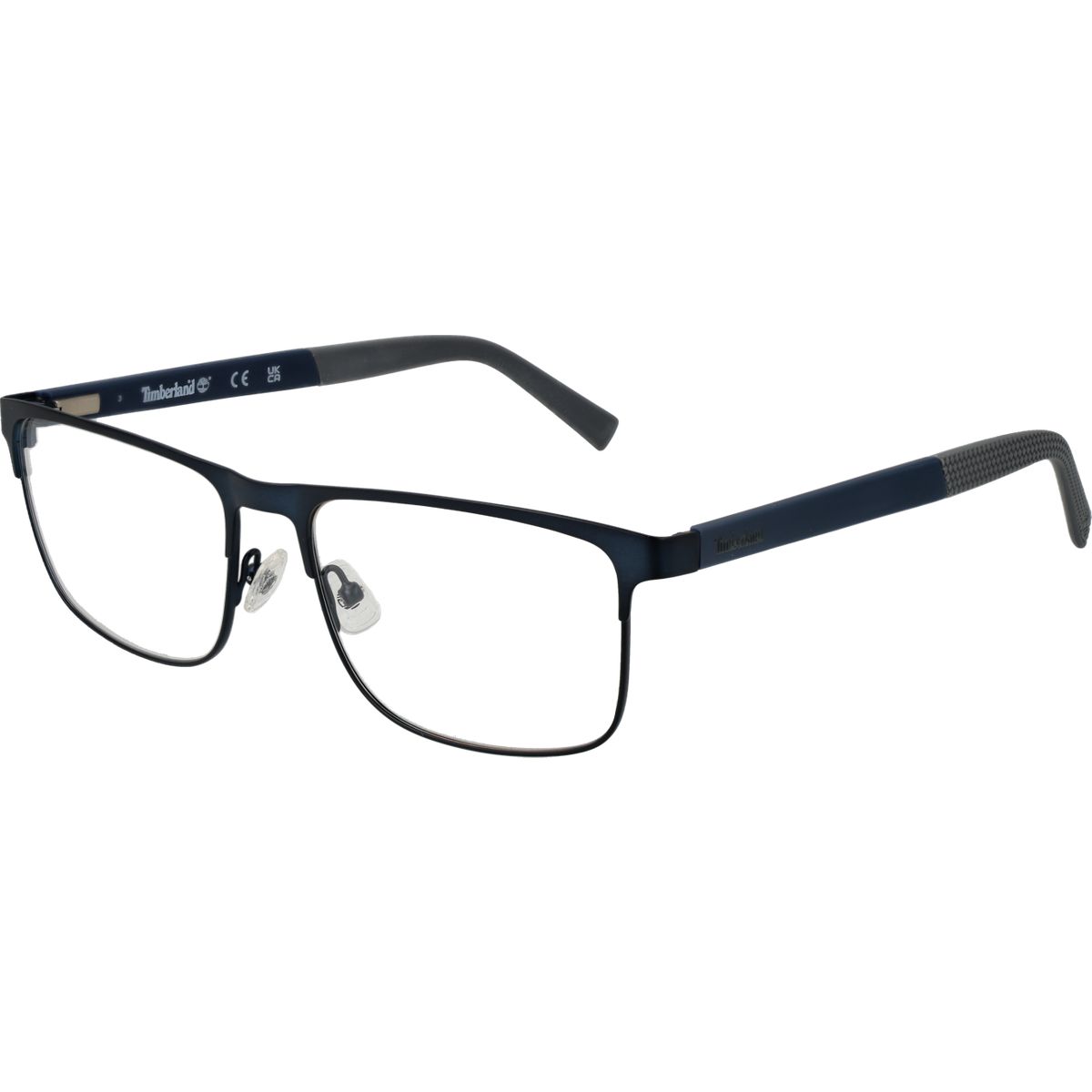 Rechteckige Browline-Brille in blauem Metall
