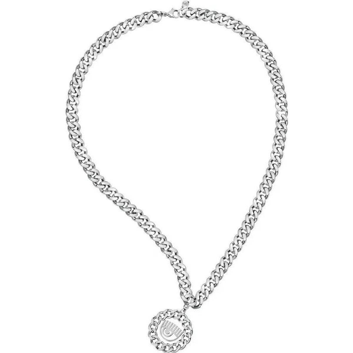 Silberfarbene Halskette mit Logo-Medaillon
