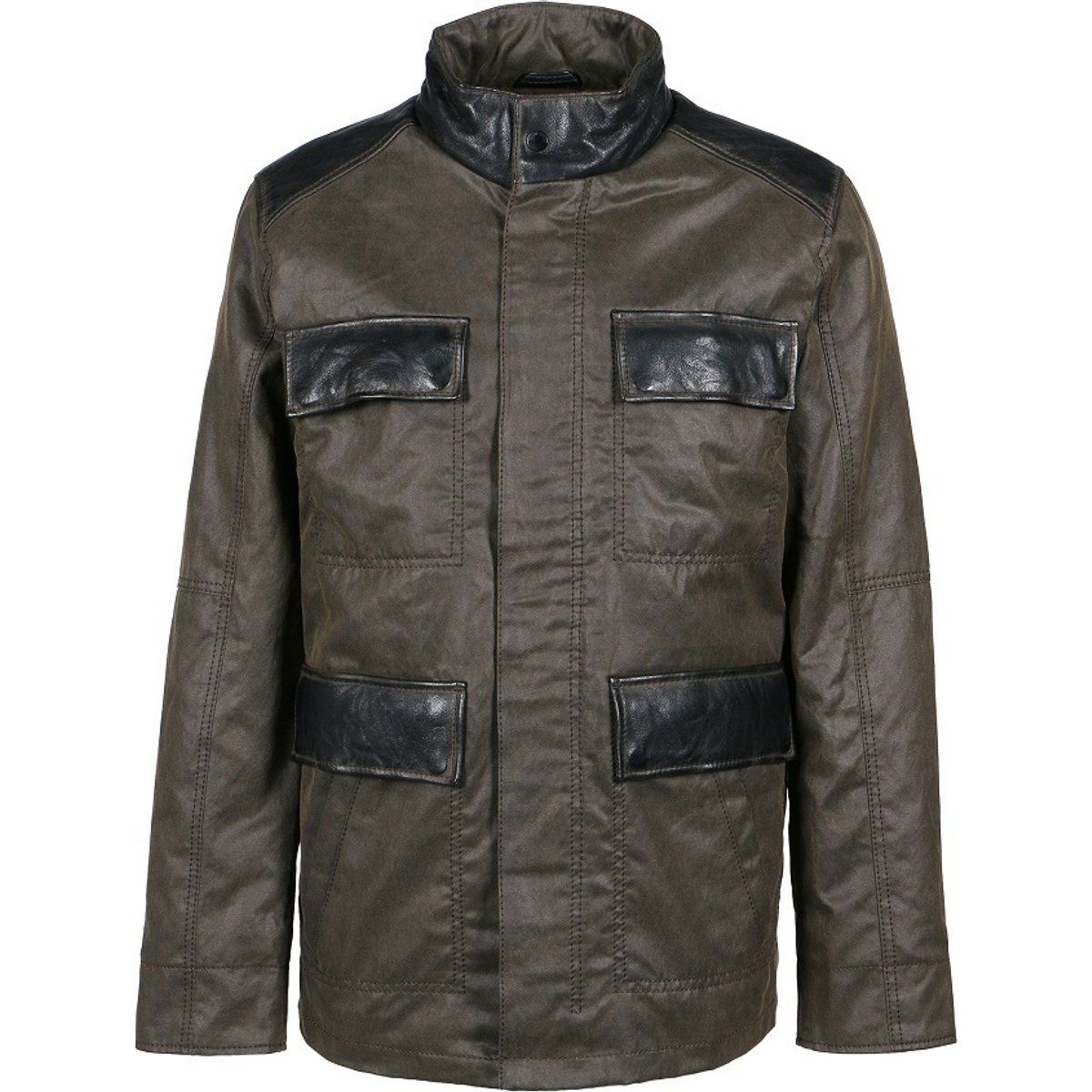 Herren-Feldjacke mit Lederdetails