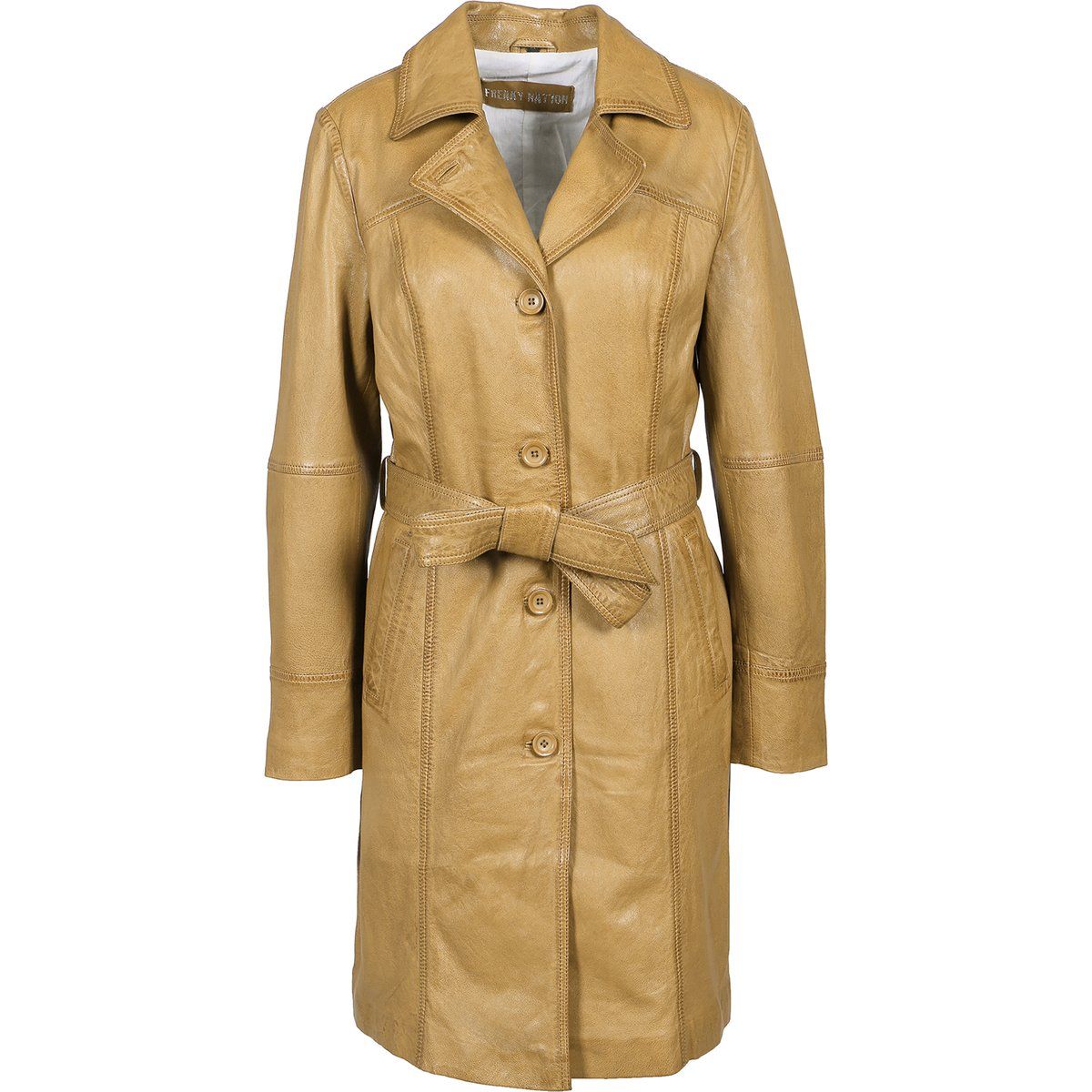 Klassischer Leder Kurz Trenchcoat