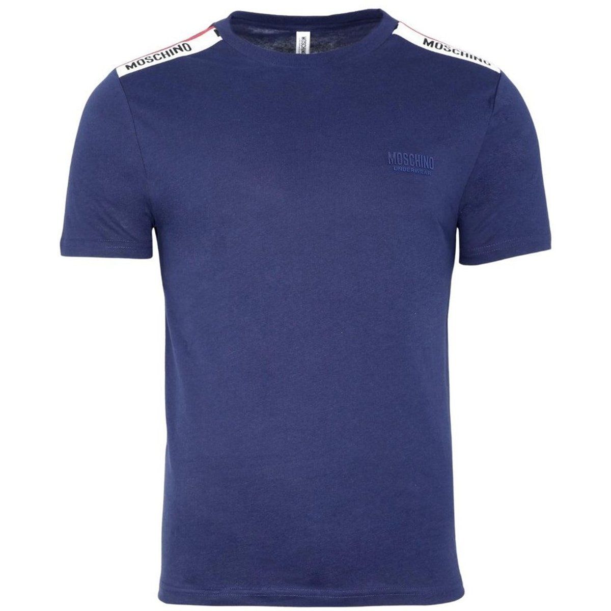 Moschino - T-Shirt für Herren/Damen Unisex, Gebänderte Schulter (Dunkles Marineblau)