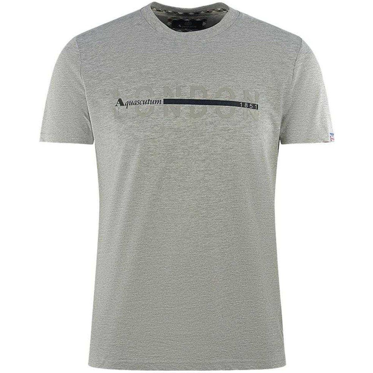 Aquascutum Herren London 1851 Split Logo T-Shirt (Grau)