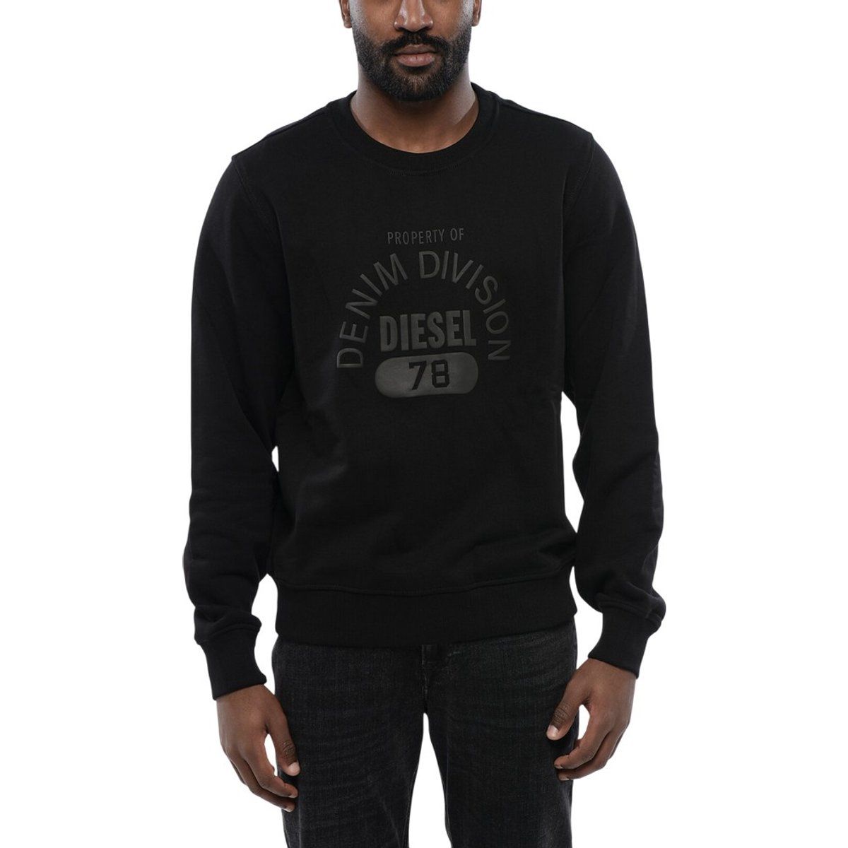 Diesel Unisex Erwachsene Division Logo Denim Sweatshirt (Schwarz)