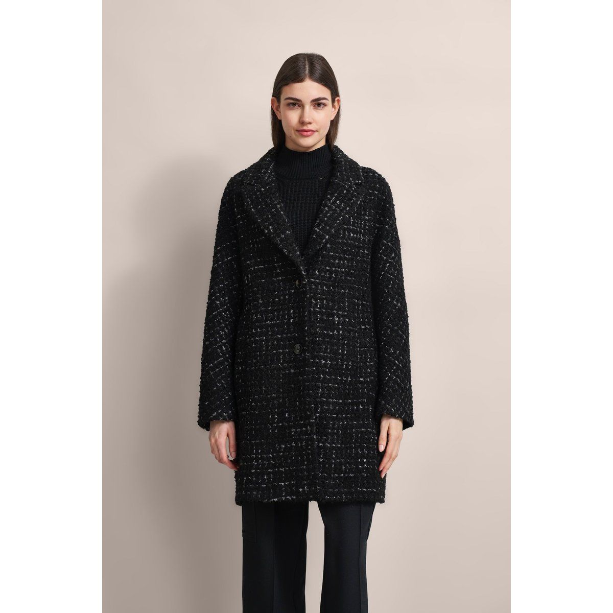 Eleganter Tweed-Mantel mit klassischem Reverskragen