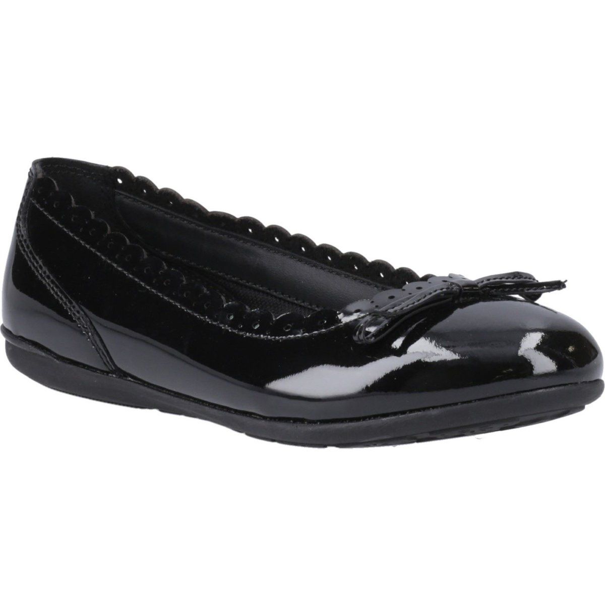 Hush Puppies Lillie Ballerina Patent Mädchenschwarze Ballettschuhe Aus Leder