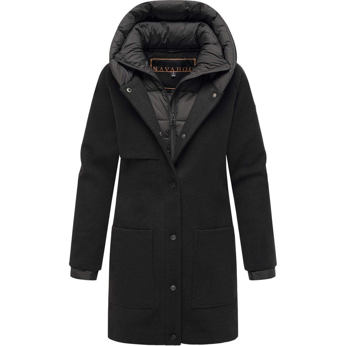 Eleganter Wintermantel mit Wollmischung und Kapuze
