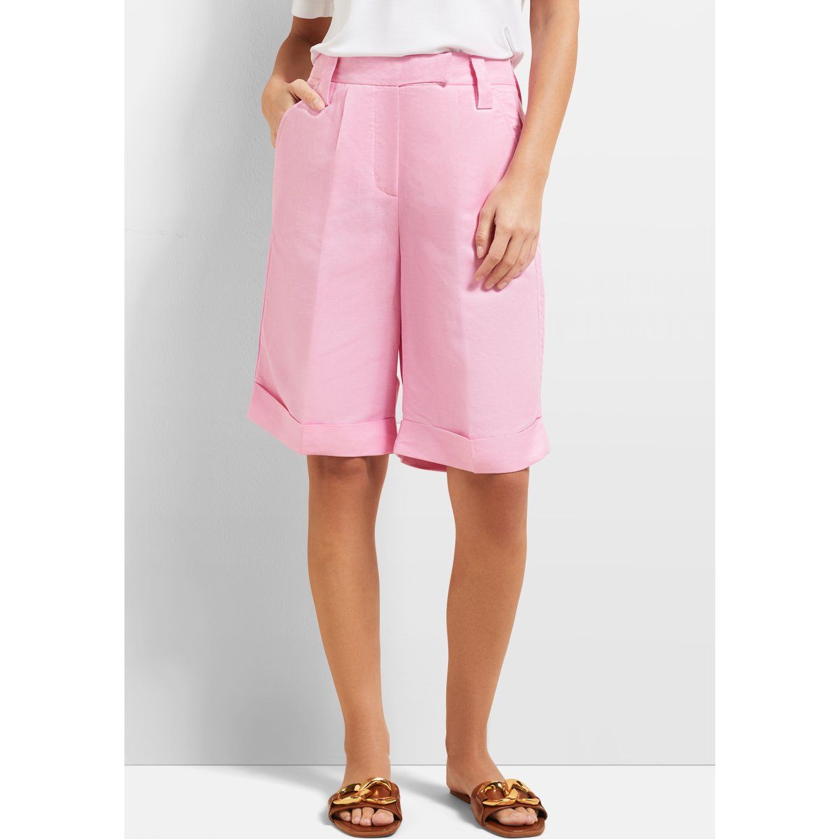 Pinke Bermuda Shorts aus Leinenmischung