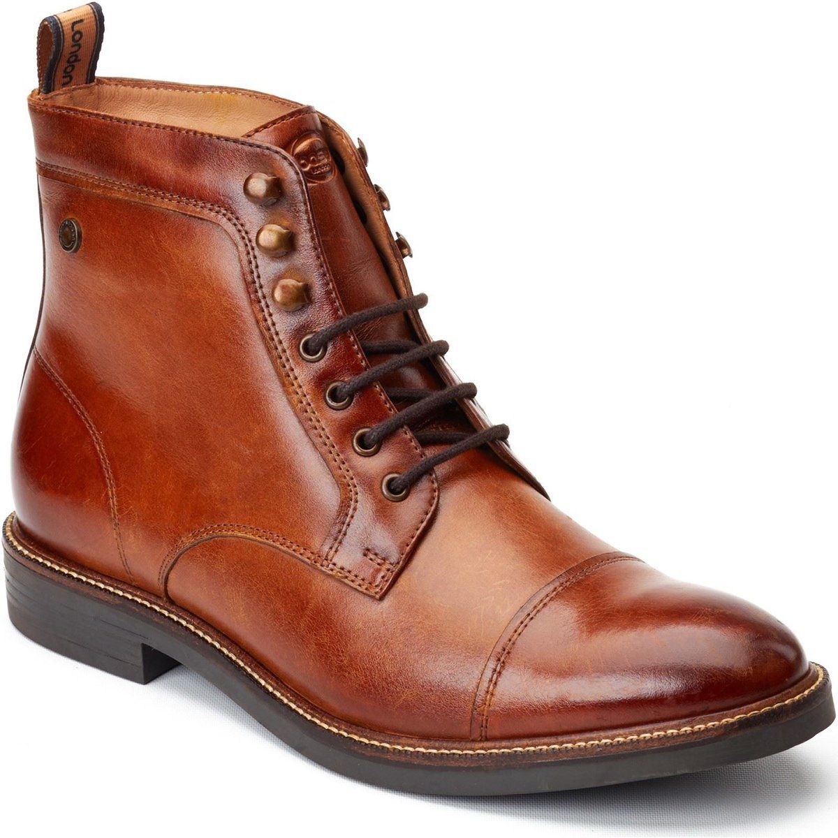Base London Plymouth Leder Herren Stiefeletten in verbranntem Tan