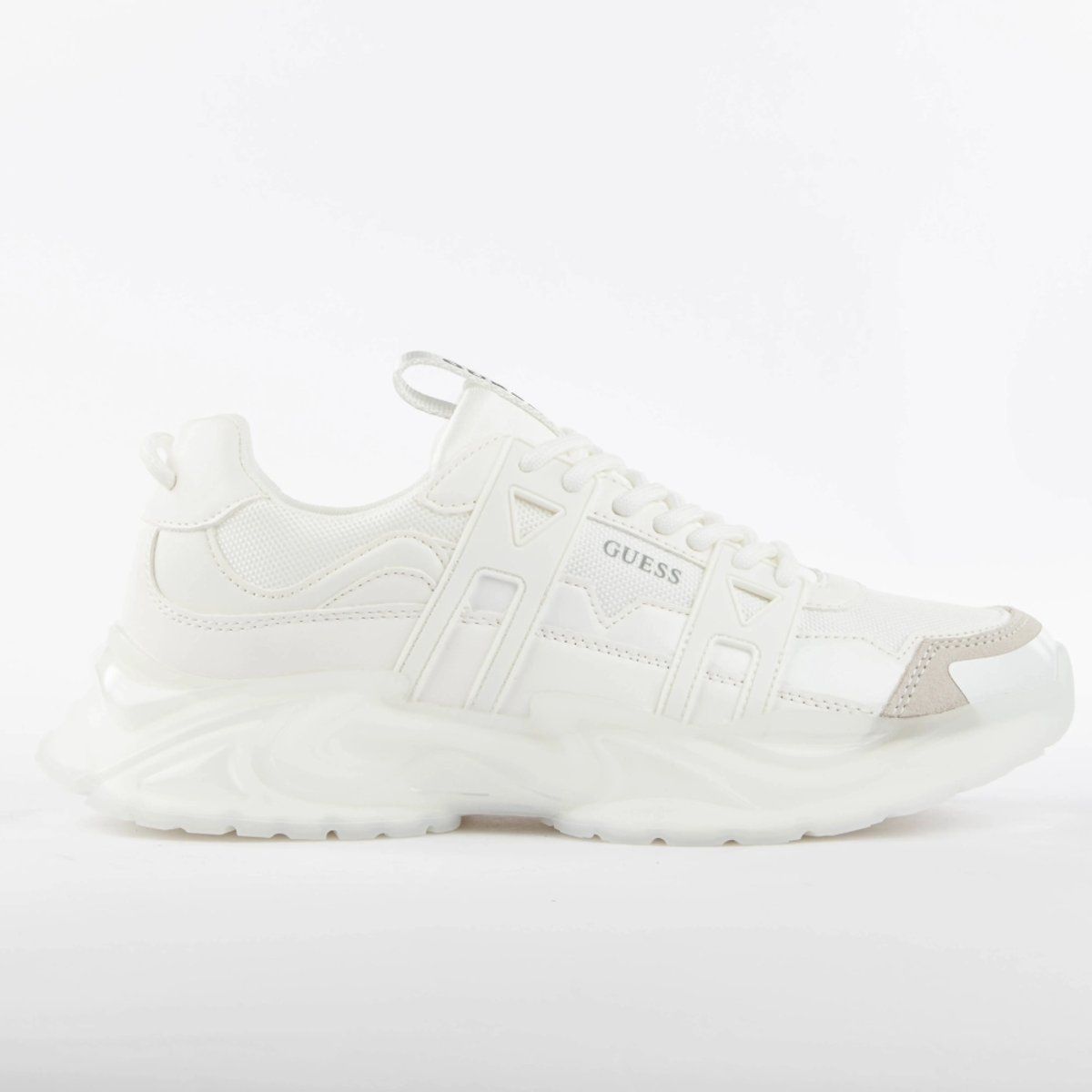 Klobige weiße Mode-Sneakers aus Synthetik