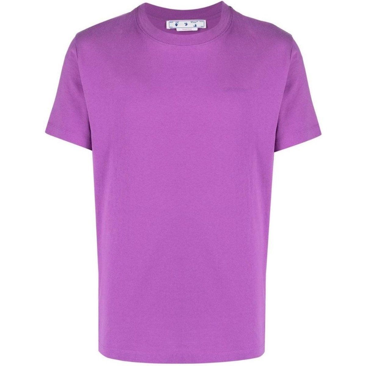 Off-White - T-Shirt für Herren, Baumwolle, Schmal (Hell-Lila)