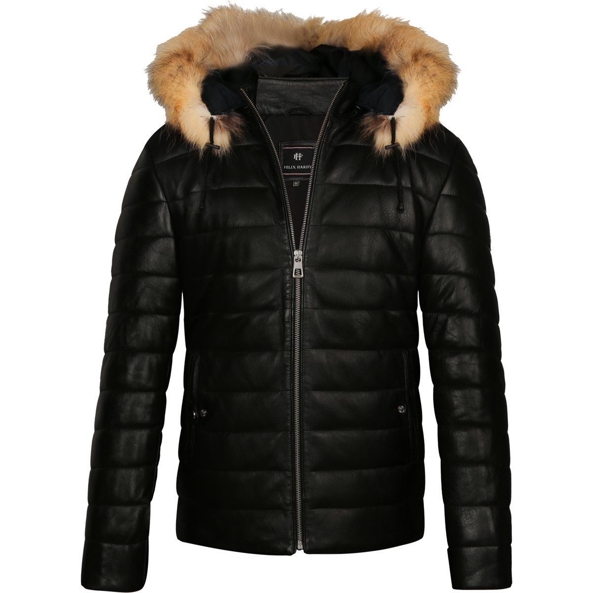 Schwarze gesteppte Jacke aus Kunstleder