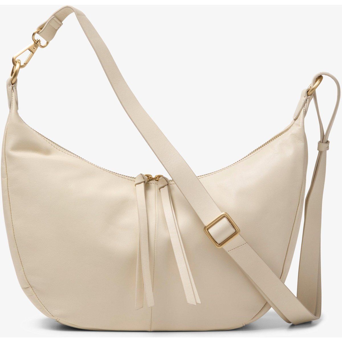 Creme Leder Halbmondtasche