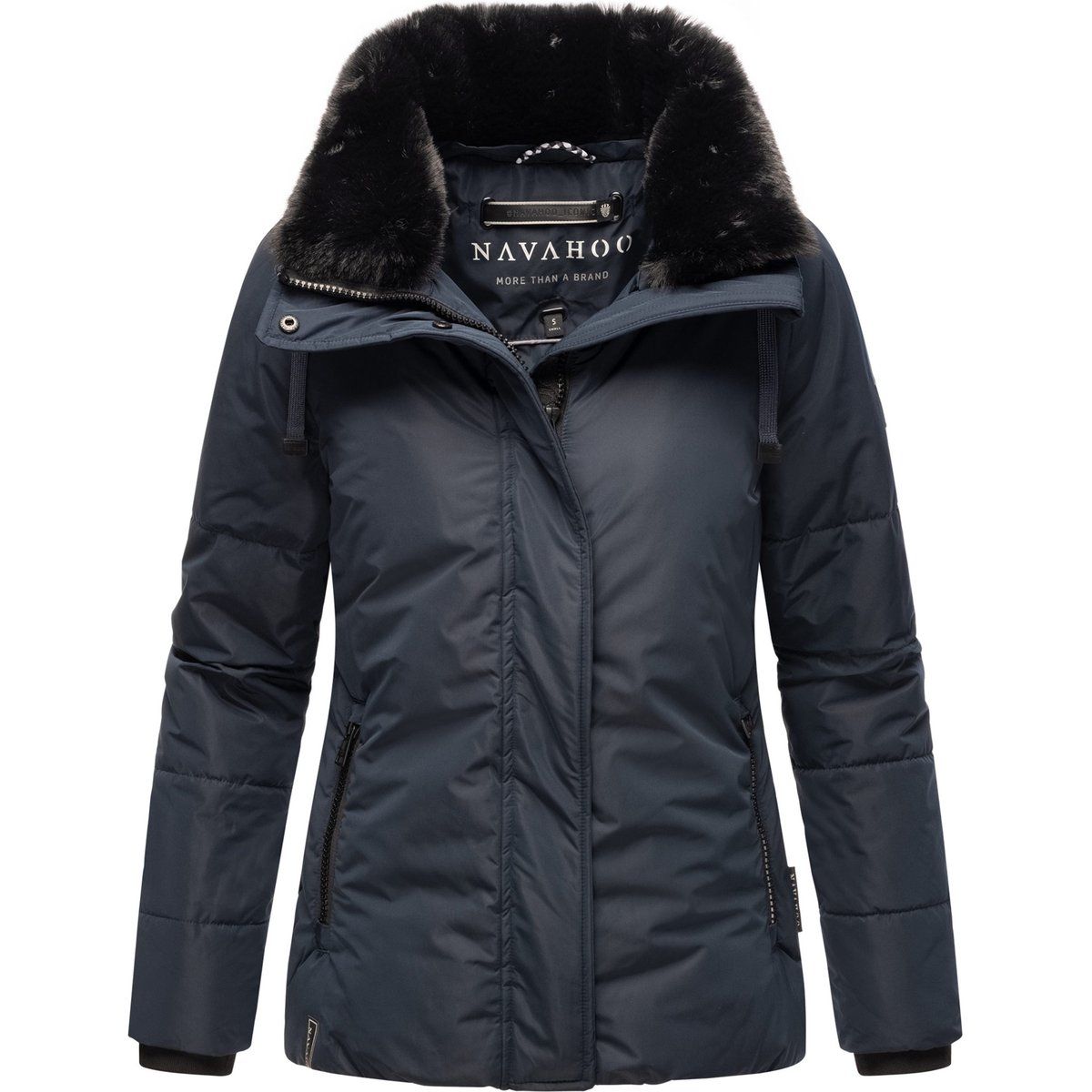Warme, wattierte Winterjacke mit Fellkragen