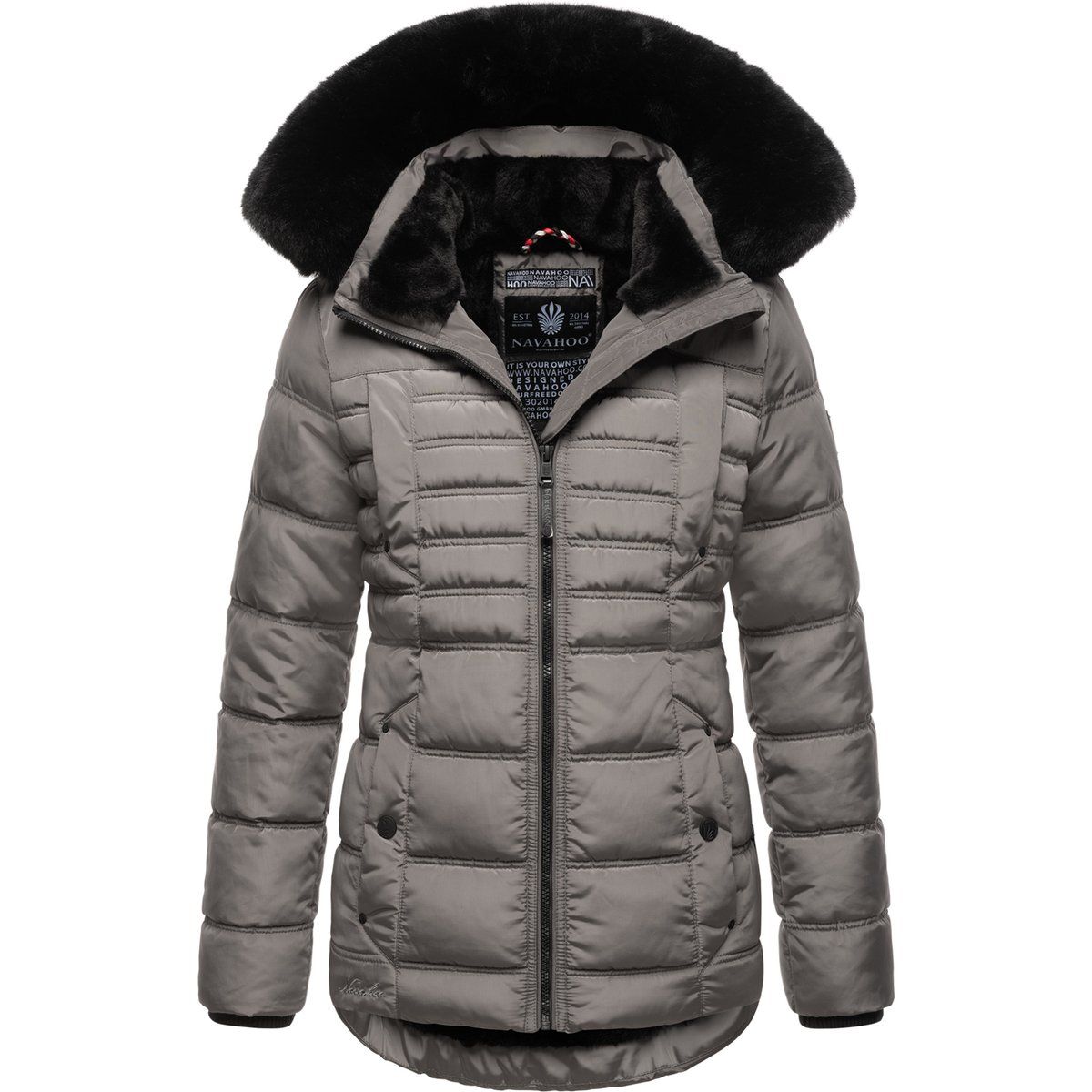 Warme gesteppte Winterjacke mit Kunstpelz