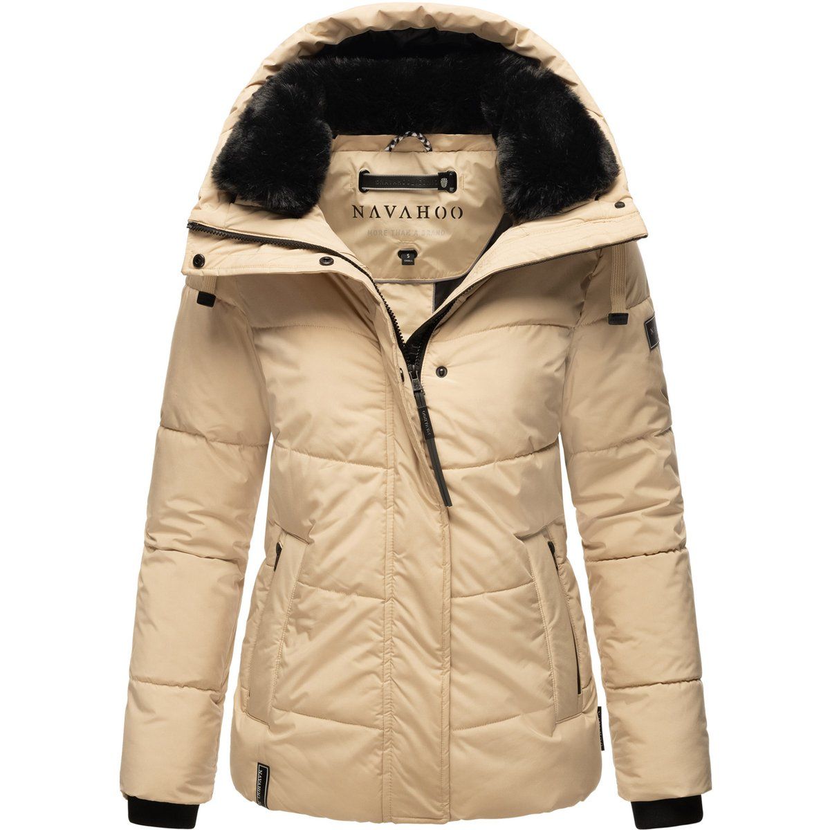 Gesteppte Damen Jacke mit Kunstfellbesatz