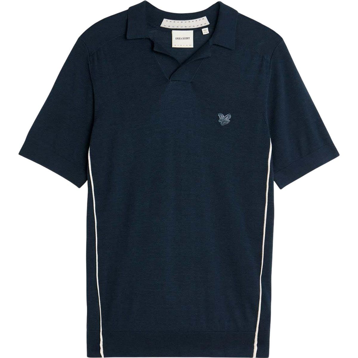 Herren Strickpolohemd mit Besatz