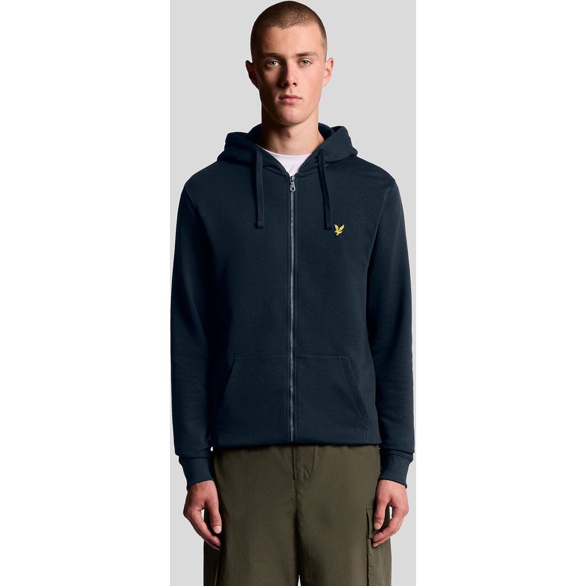 Herren Loopback Baumwoll-Hoodie mit Reißverschluss