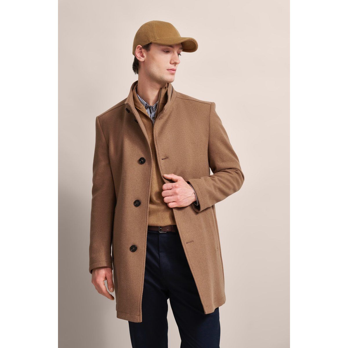 Herren Wollmantel mit Stehkragen