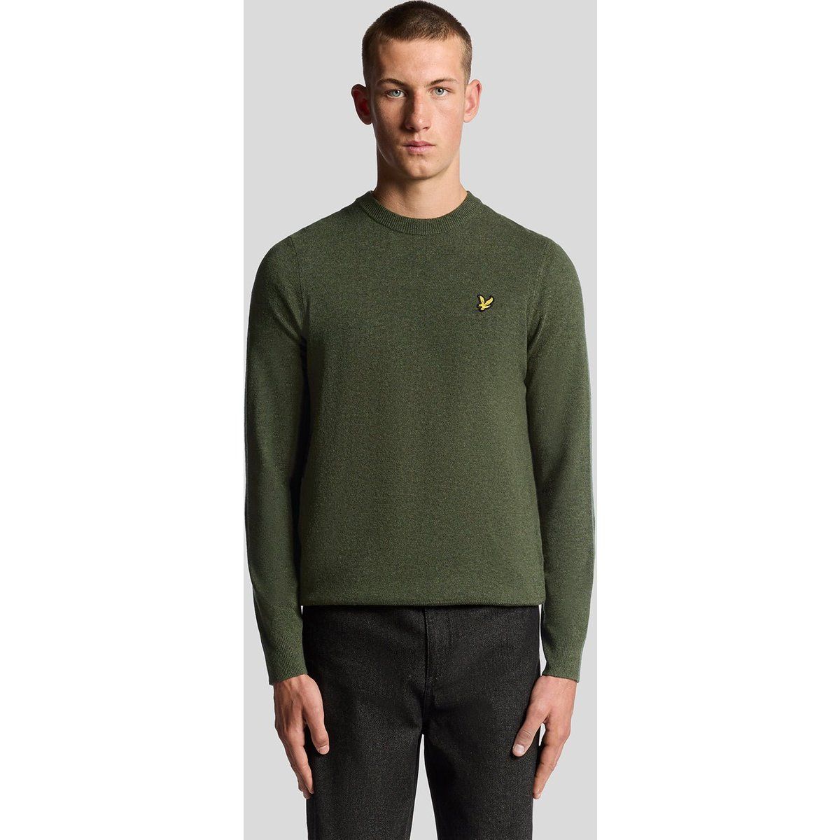 Klassischer Rundhals-Pullover aus Lammwollmischung
