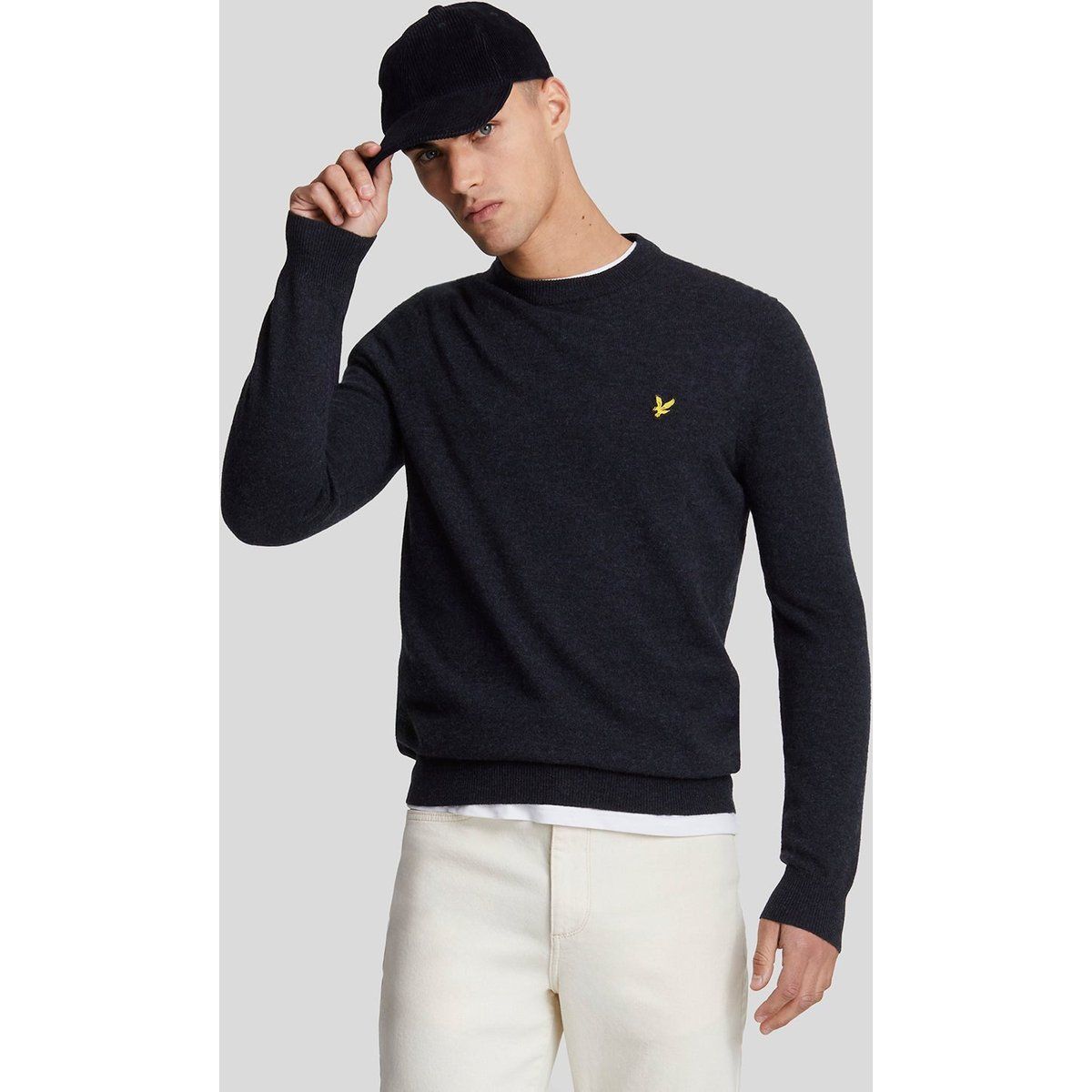 Klassischer Rundhals-Pullover aus Lammmischwolle
