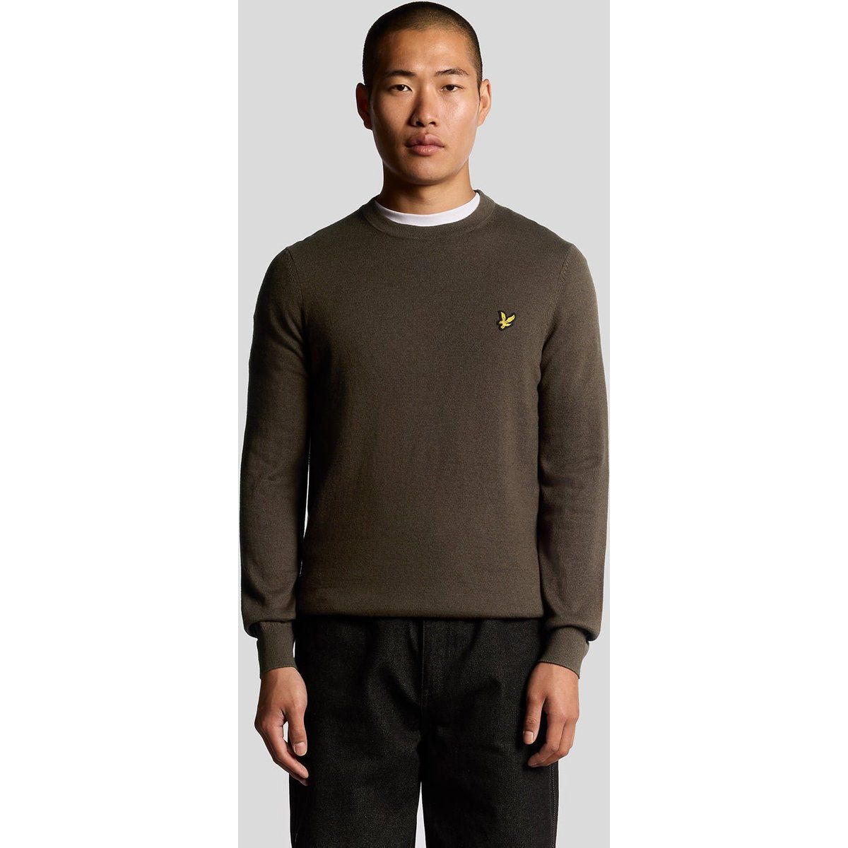 Baumwoll-Merino Mischung Rundhals-Pullover