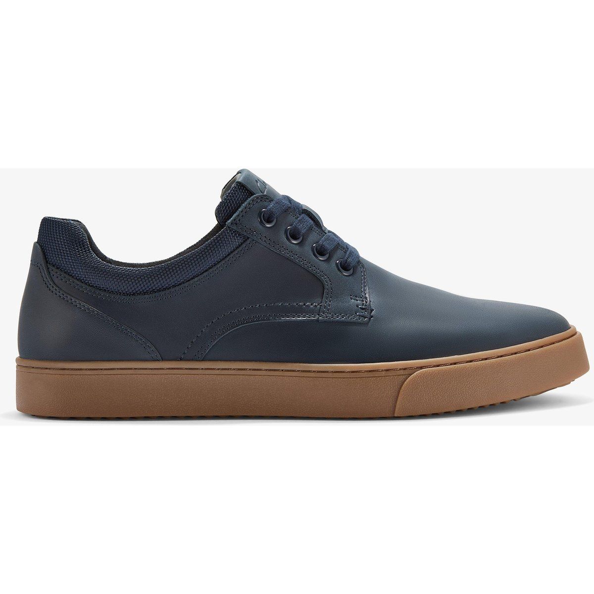 Marineblaue Leder-Sneaker mit niedrigem Schaft