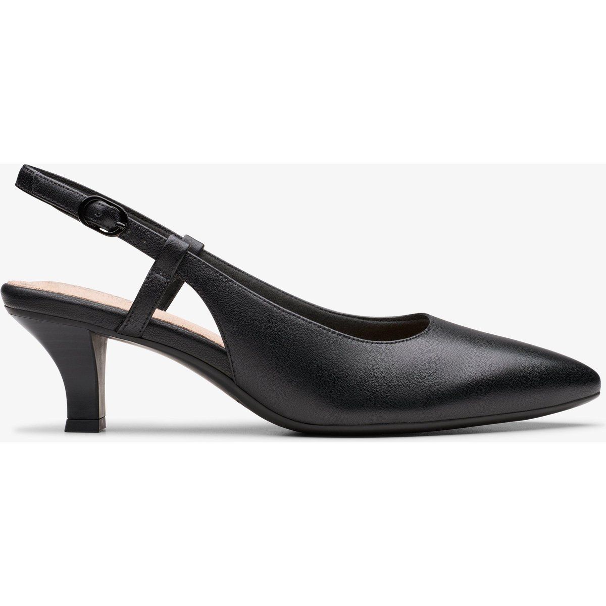 Schwarze Slingback-Pumps aus Leder mit Spitze
