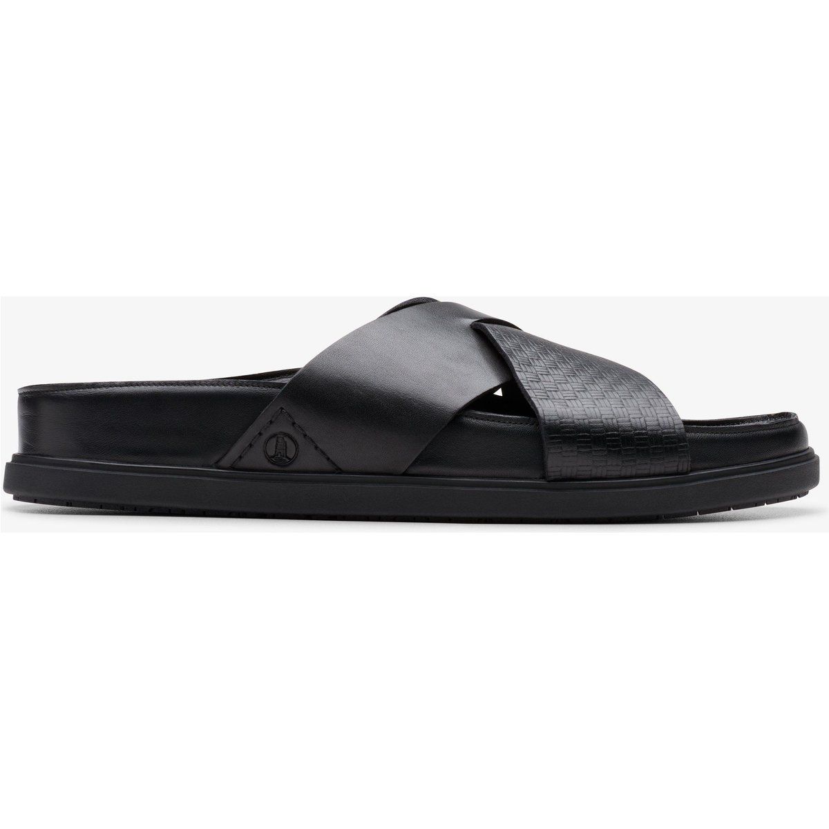 Minimalistischer schwarzer Leder-Crossover-Slipper
