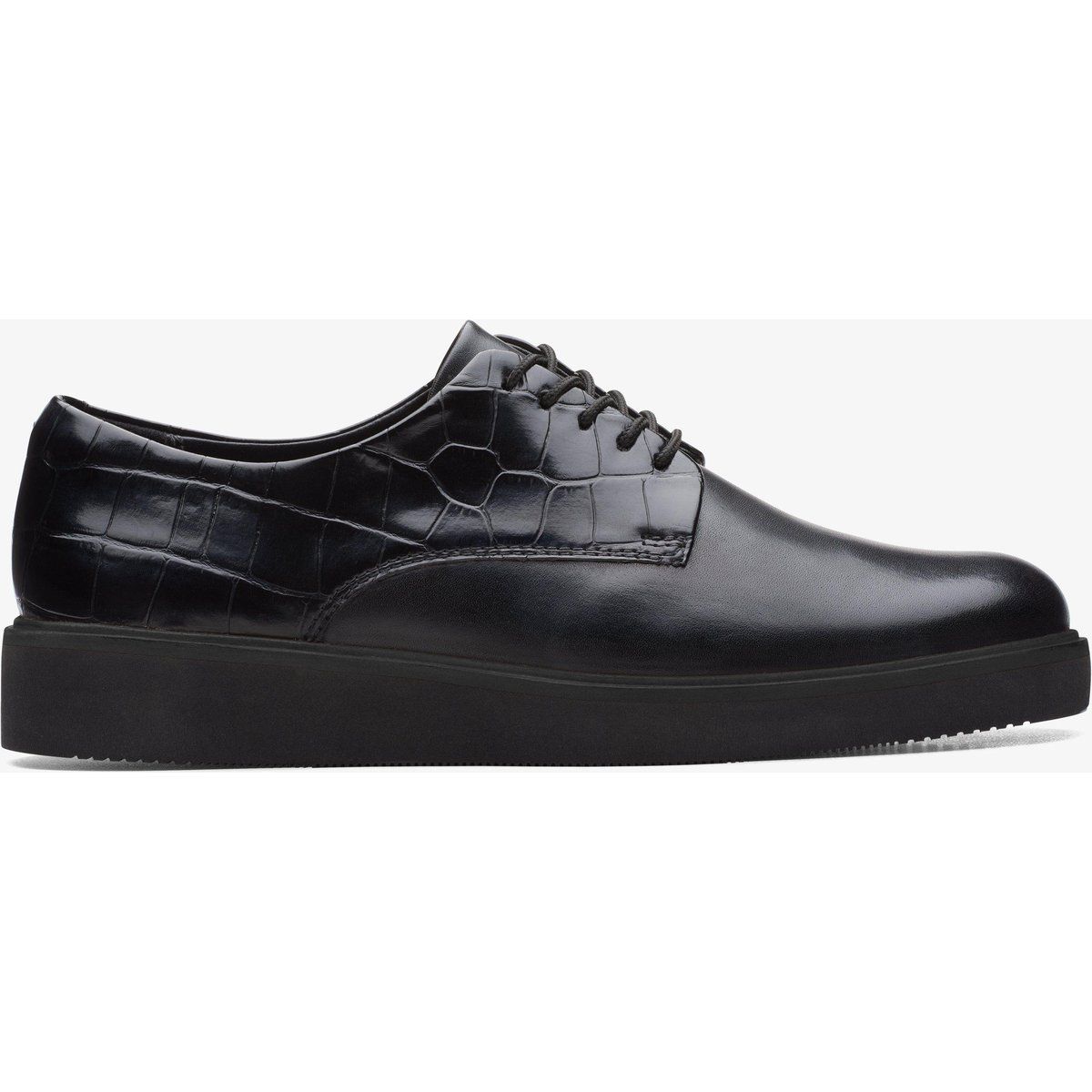 Schwarze Derby-Plateauschuhe aus Leder