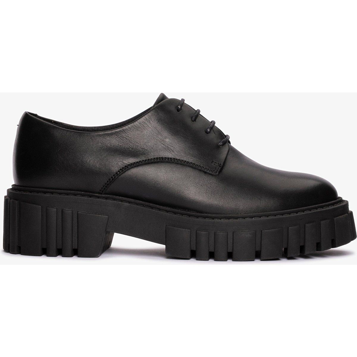 Schwarze Derby-Plateauschuhe aus Leder