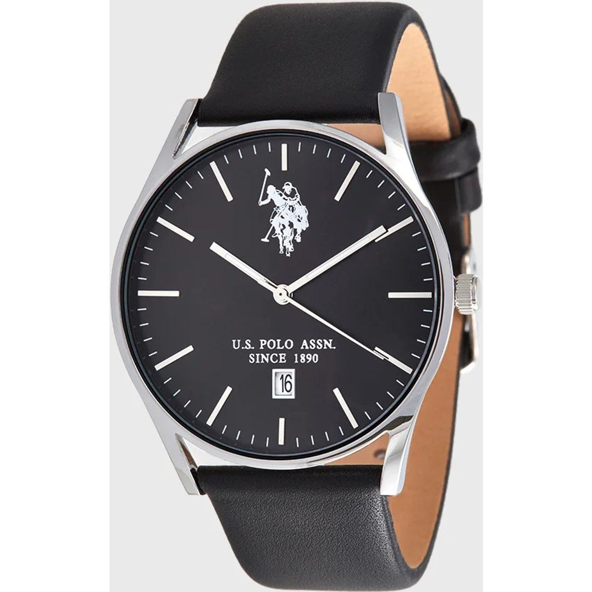 Minimalistische Uhr mit schwarzem Lederarmband