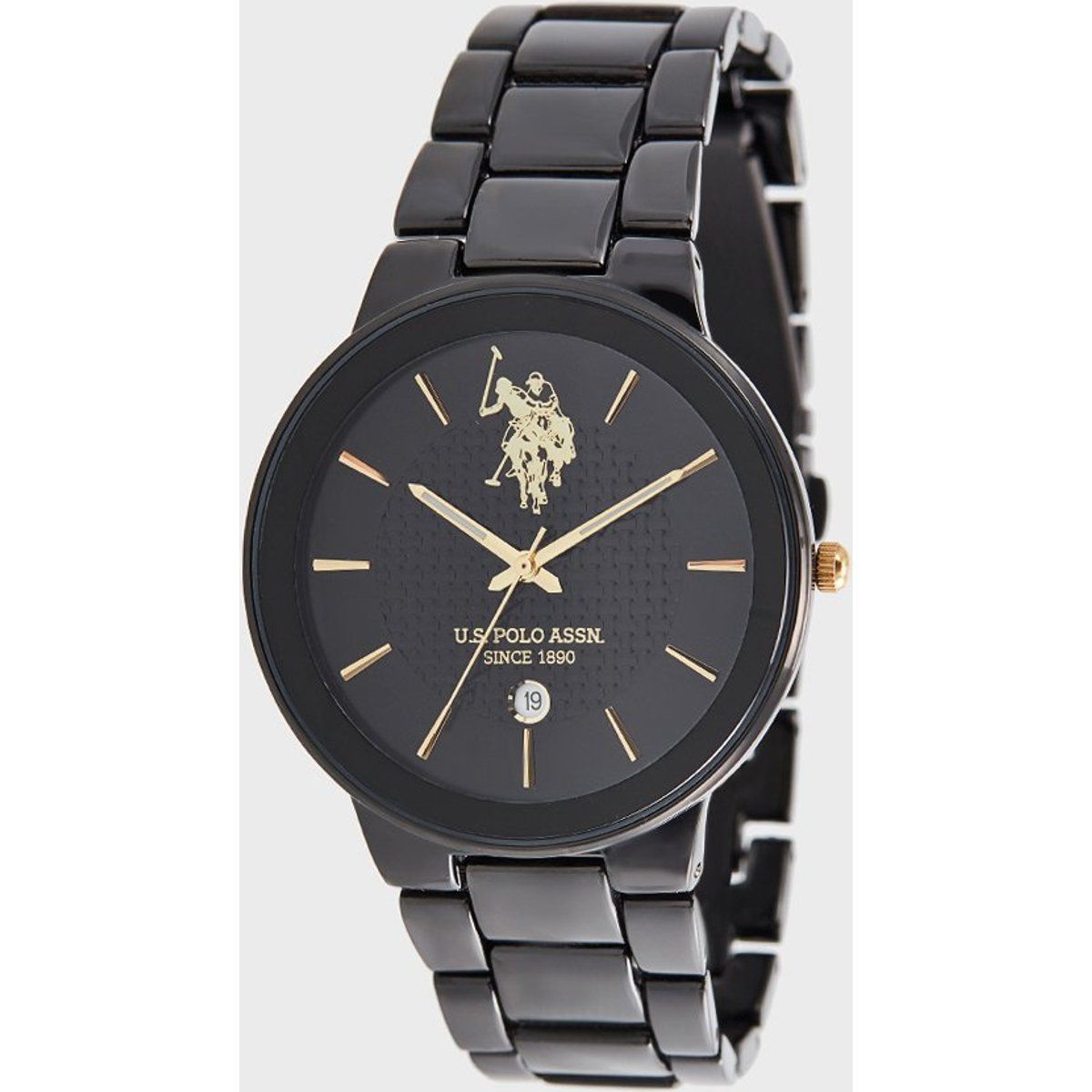 Herren Armbanduhr mit schwarzem Armband