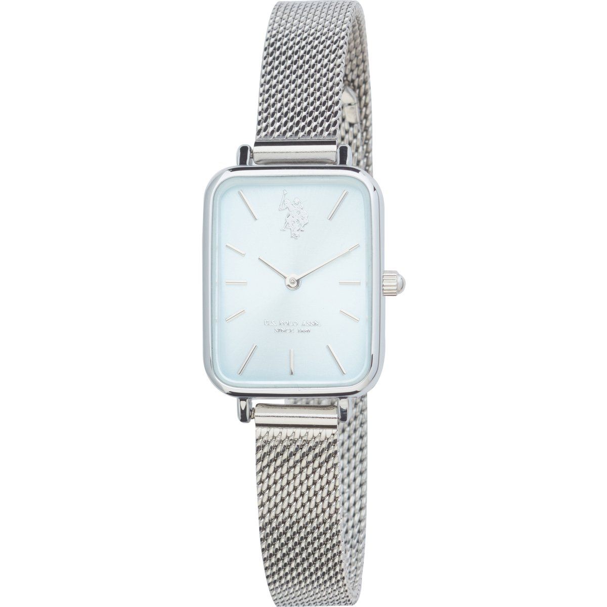 Silberne Mesh-Armbanduhr