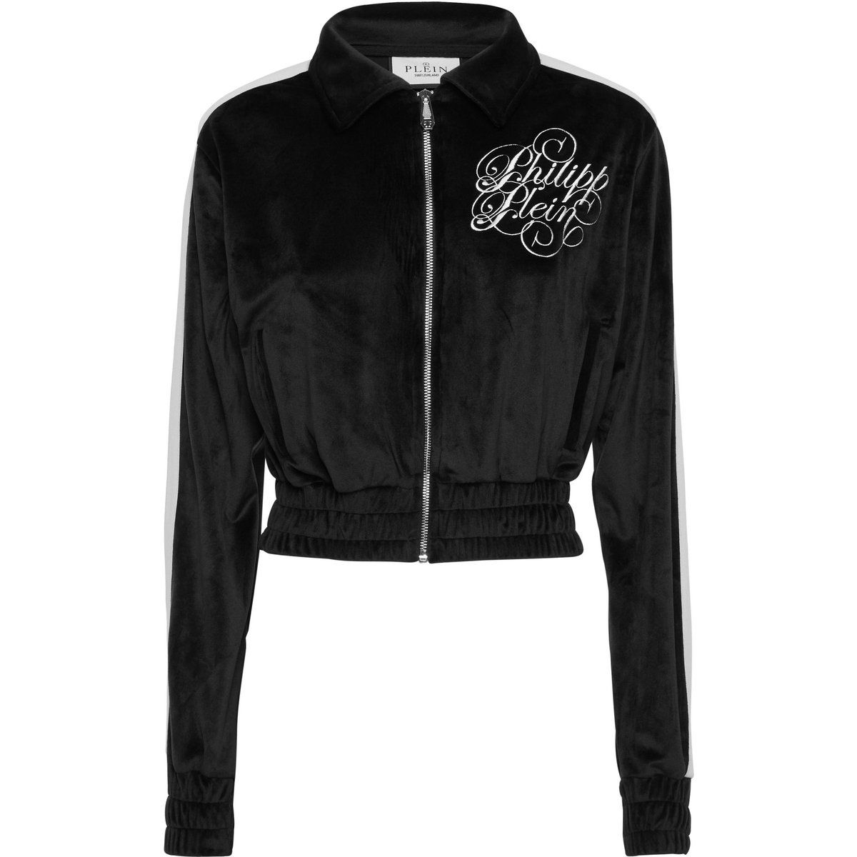 Bestickte Velours-Trainingsjacke Signature