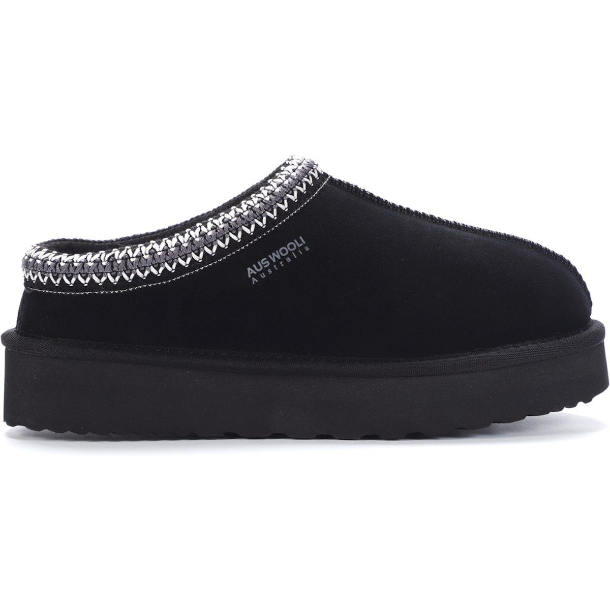 Plateau-Slipper mit Zierbesatz