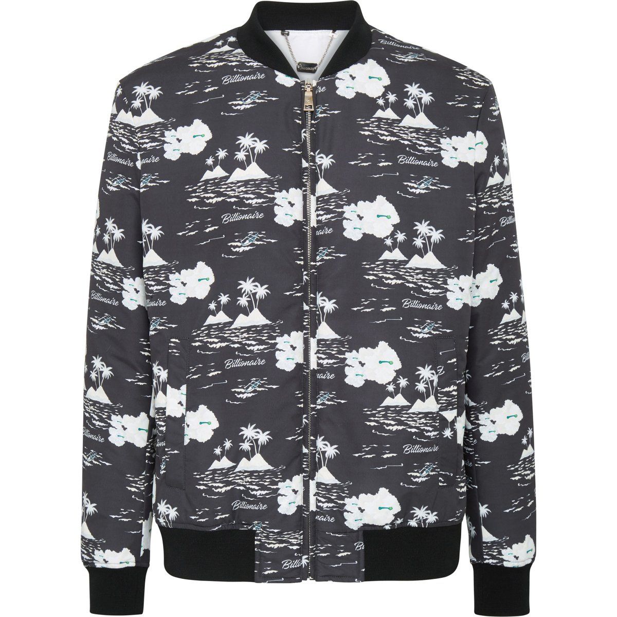 Bomberjacke aus Nylon mit tropischem Print
