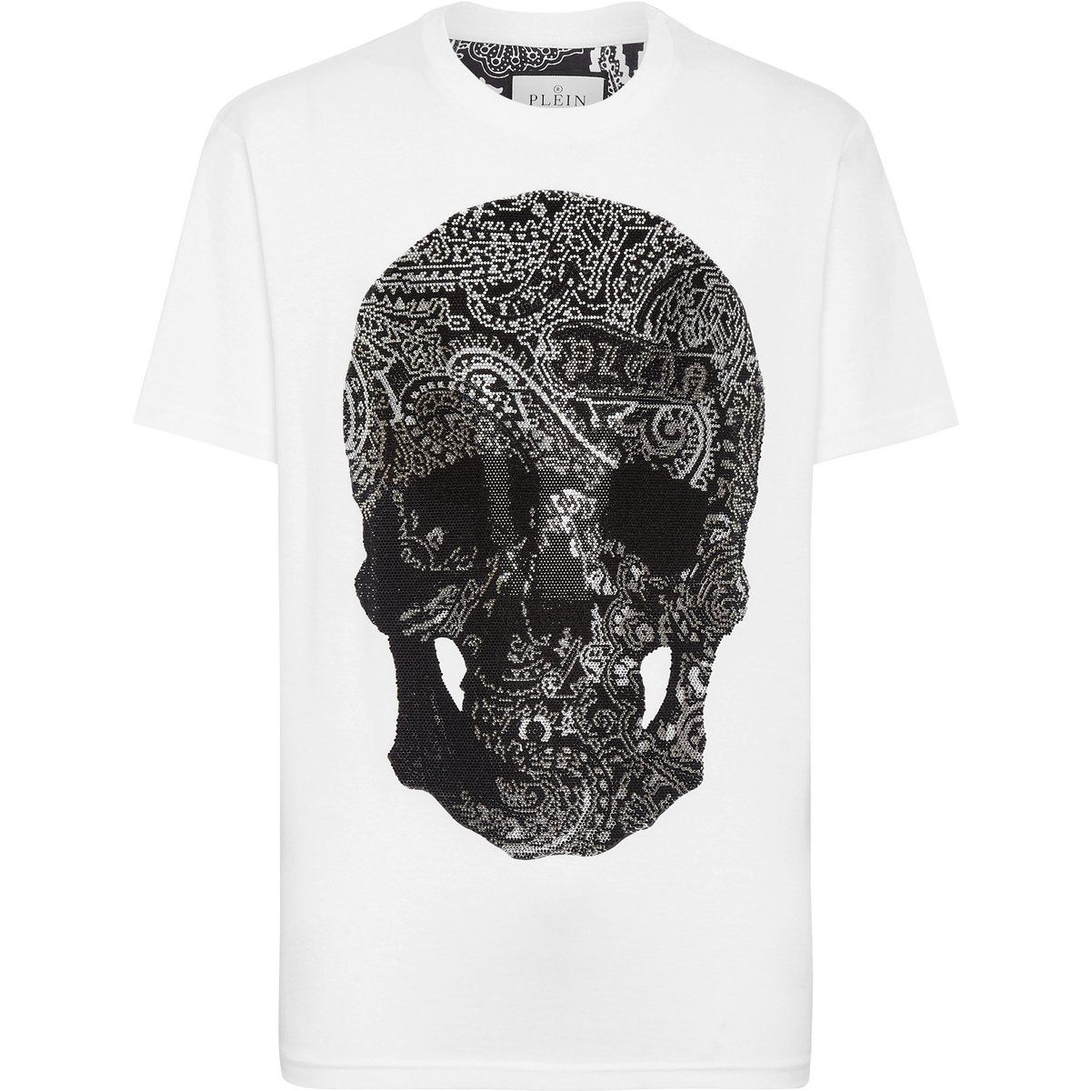 Baumwoll T-Shirt mit Paisley Totenkopf Grafik