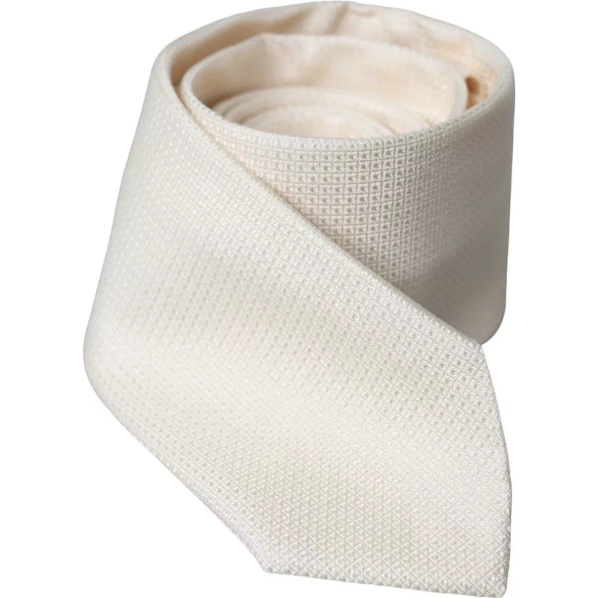 Elegante elfenbeinfarbene Seidenkrawatte mit Strukturmuster