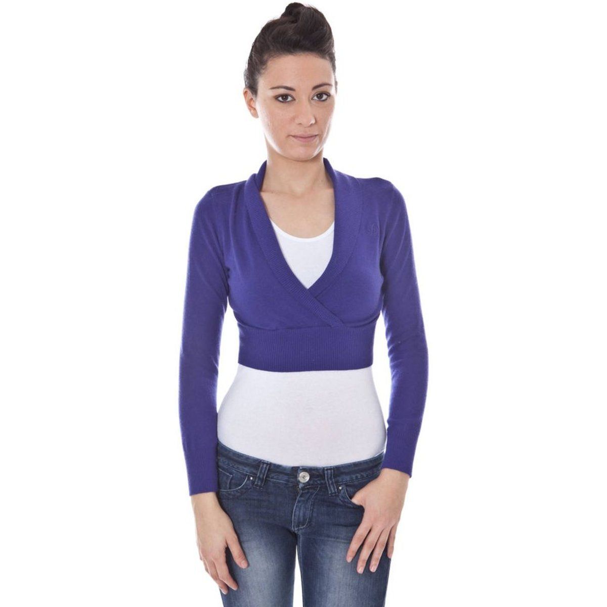 Kurzer Strickcardigan mit langen Ärmeln