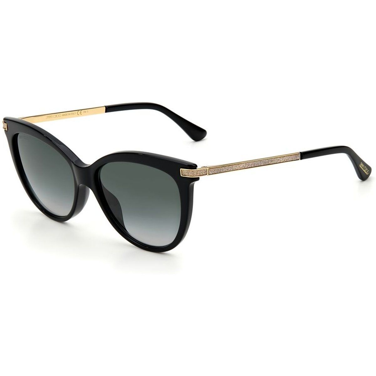 Schwarze Cat-Eye-Sonnenbrille mit Glitzerdetail