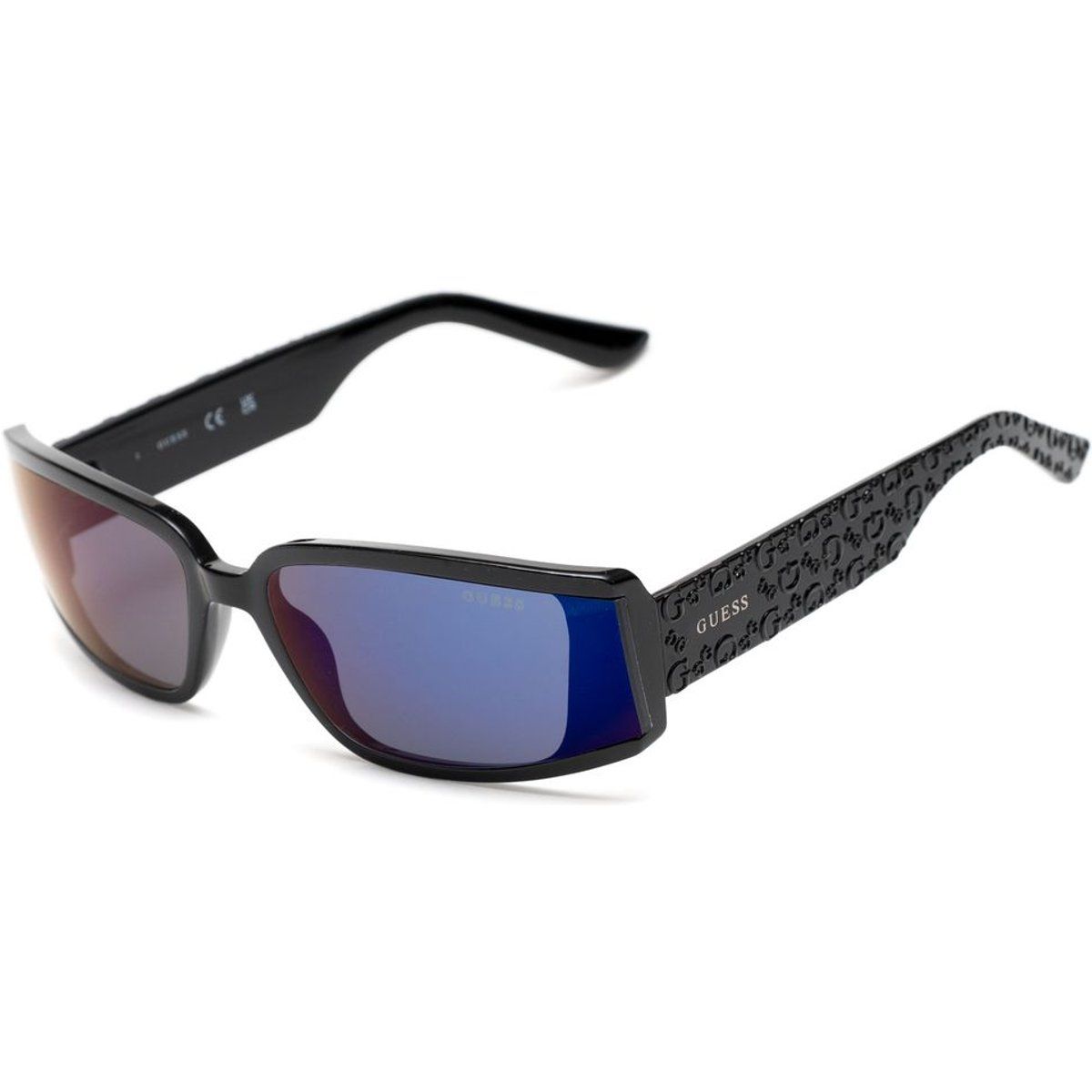 Retro Rechteckige Sonnenbrille mit gemusterten Bügeln