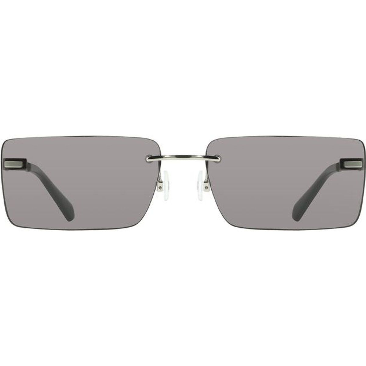 Randlose, rechteckige Sonnenbrille mit grauen Gläsern
