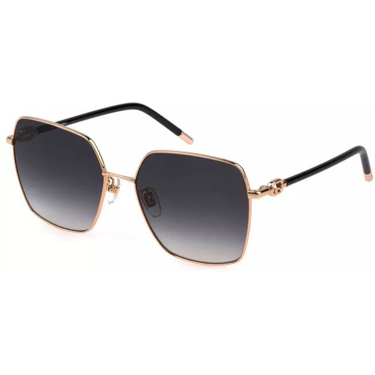 Geometrische Roségoldene Metall Sonnenbrille