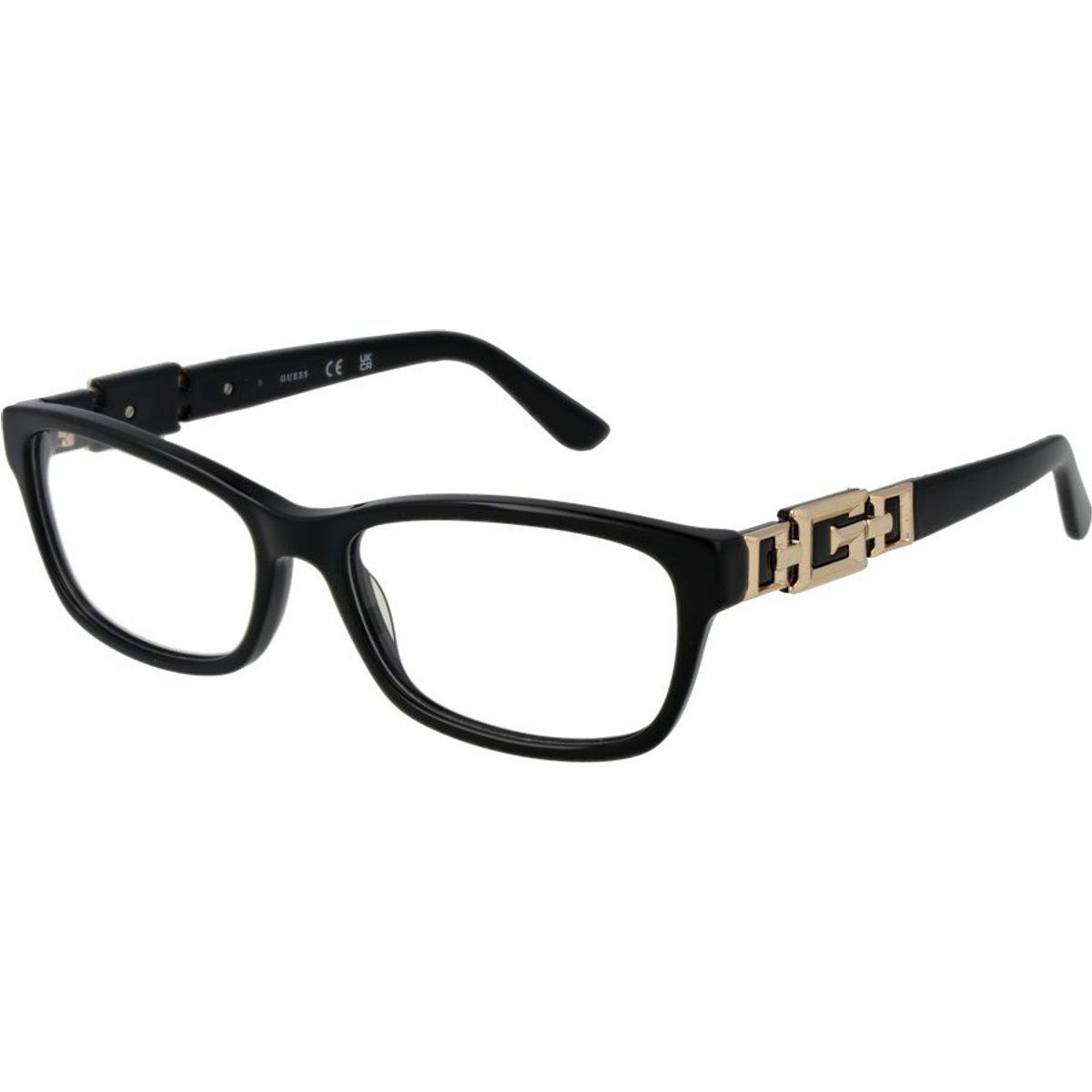 Klassische rechteckige Brille mit goldenen Akzenten