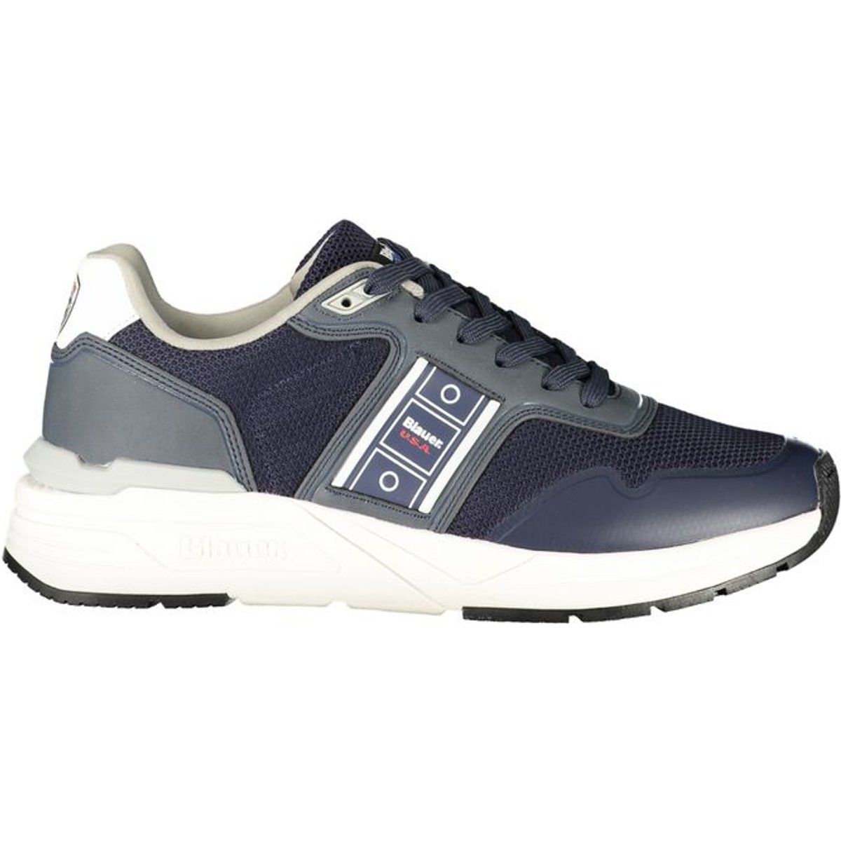 Moderne marineblaue Sneaker mit Streifen