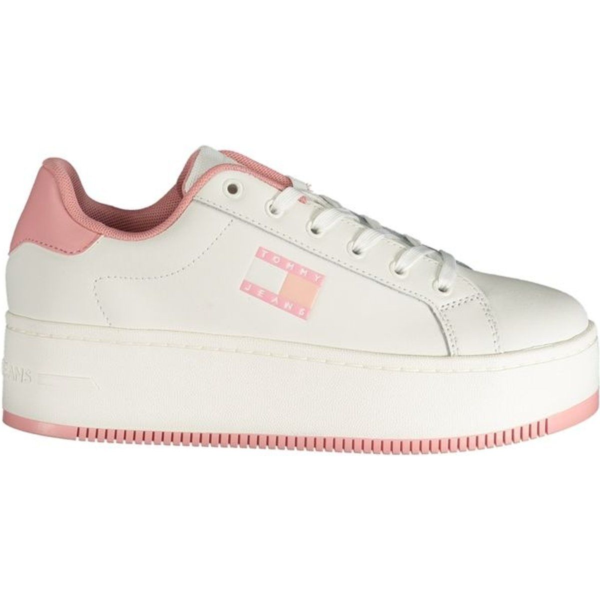 Plateau-Sneaker mit pinkfarbenen Akzenten