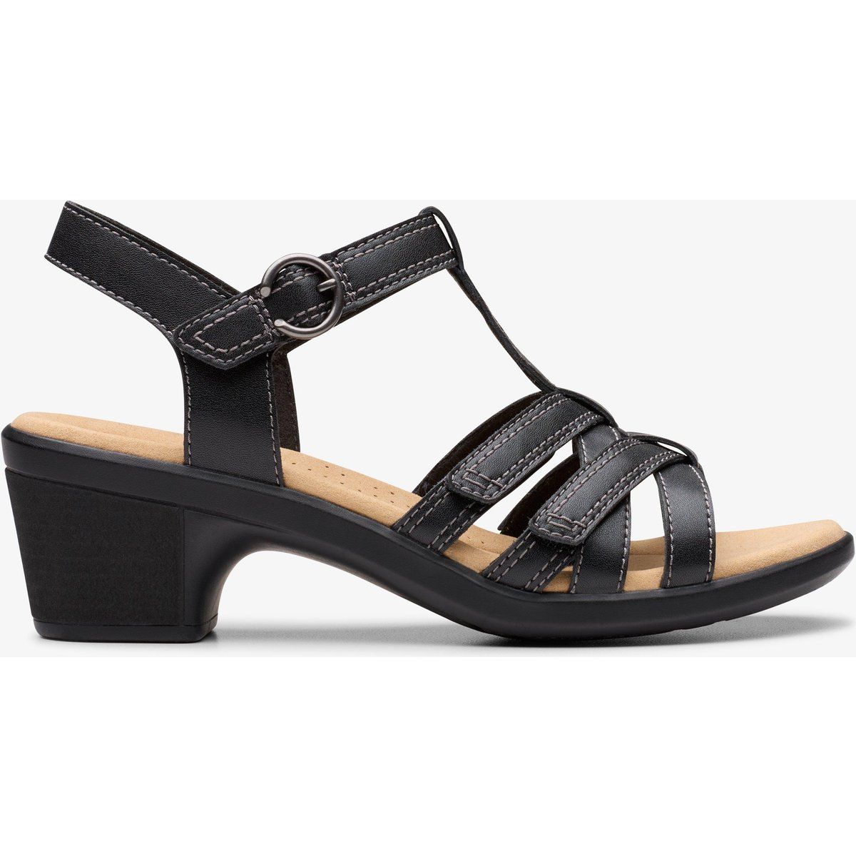 Riemchen-Sandalen aus Leder mit Blockabsatz
