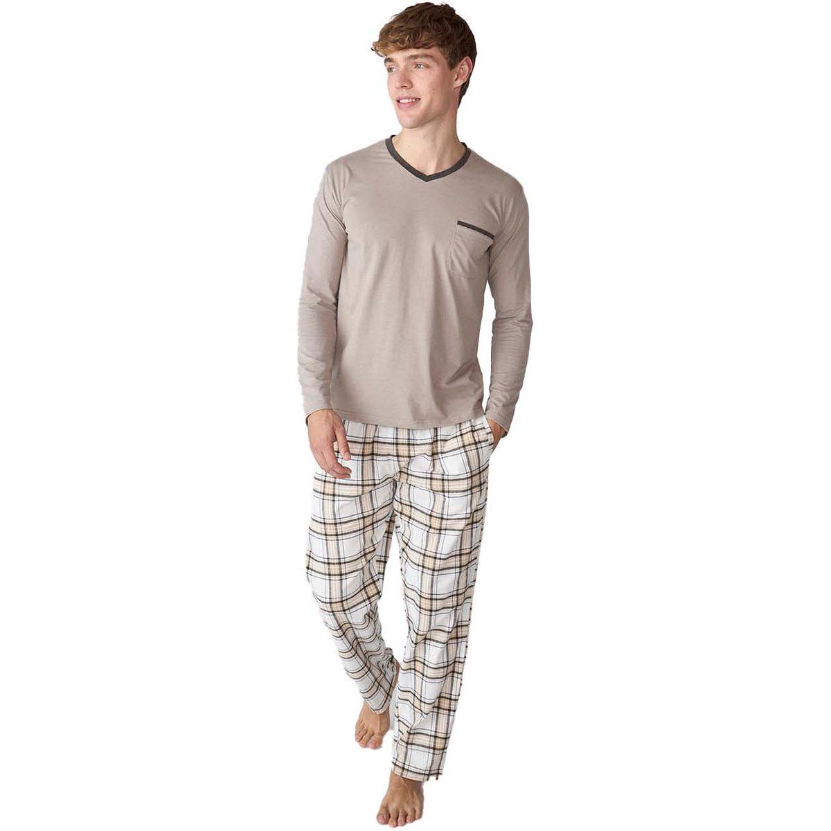 Herren Schlafanzug Set mit langen Ärmeln