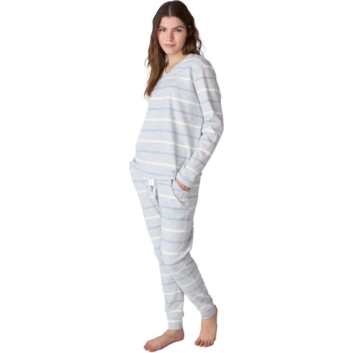 Gestreiftes Baumwoll-Pyjama-Set für Damen